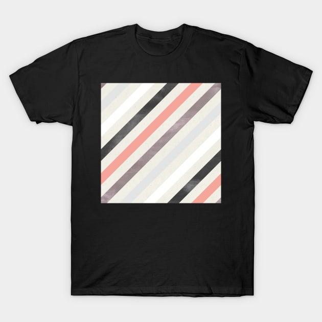 Diagonal Stripes in Black and Pink T-Shirt by greenoriginals
